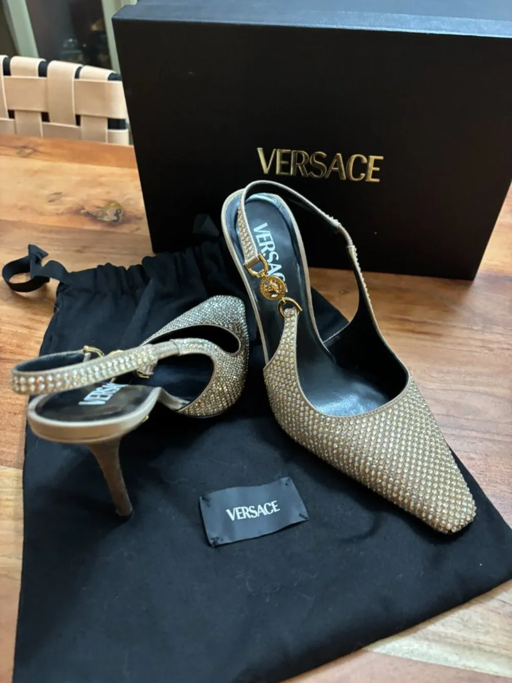 Versace Gold Sparkely Heels